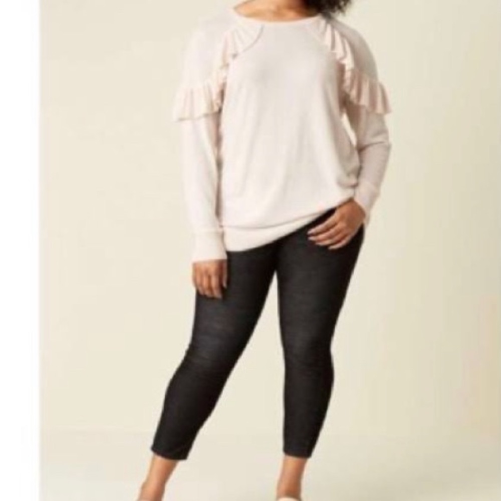SEJOUR PINK SWEATER WOTH RUFFLES ON CHEST